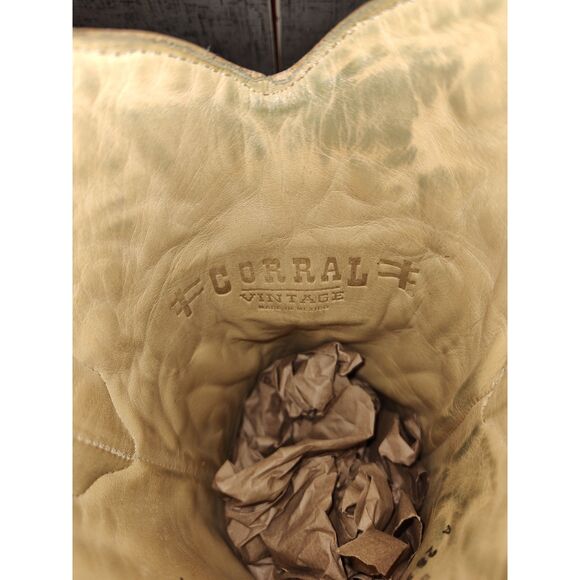 Corral Saddle Brown Embroidered Cross Western Boots Sz 9M - Picture 8 of 10